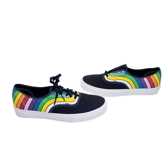 VANS Authentic Refract Skate Shoe Black Rainbow Pride Sneakers Women's 6.5 - Picture 1 of 9